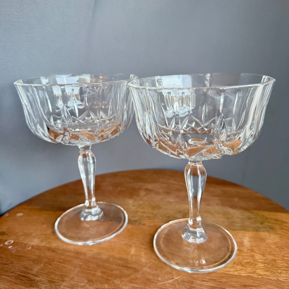 Set of 2 Champagne‎ Coupe Cocktail Glasses RCR Opera Clear 7 oz Discontinued